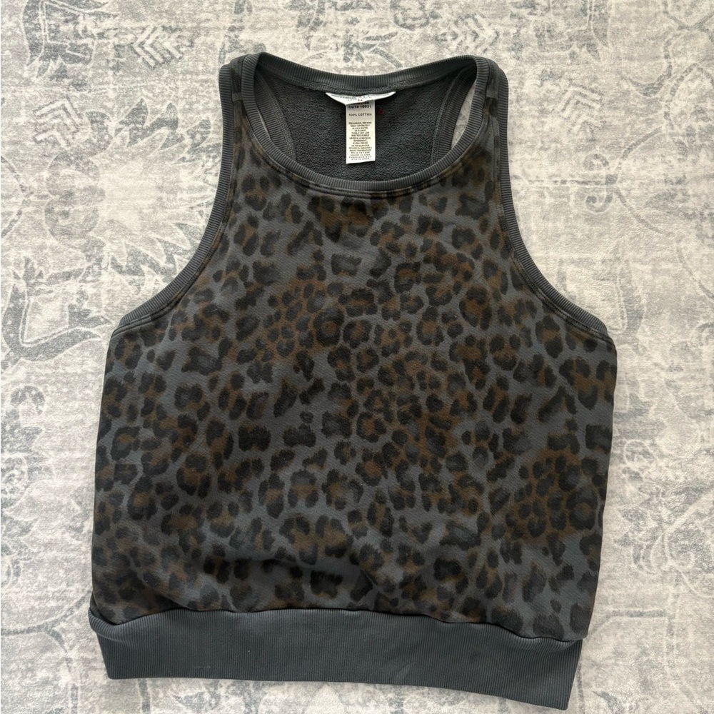 Hard Tail Charcoal & Brown Leopard Racerback Tank